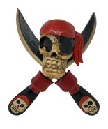 Pirate Skull+Cross Knives Wooden Wall Decor 14x12&quot; Tiki Bar Man Cave Bea... - £18.21 GBP