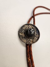 Sombrero hat vintage sterling silver leather bolo tie necklace Mexico - £33.42 GBP