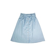 Vintage 70s Womens 24 Waist Skirt Light Blue Button Front A Line Poly Pa... - £15.97 GBP