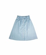 Vintage 70s Womens 24 Waist Skirt Light Blue Button Front A Line Poly Pa... - $379.94 MXN