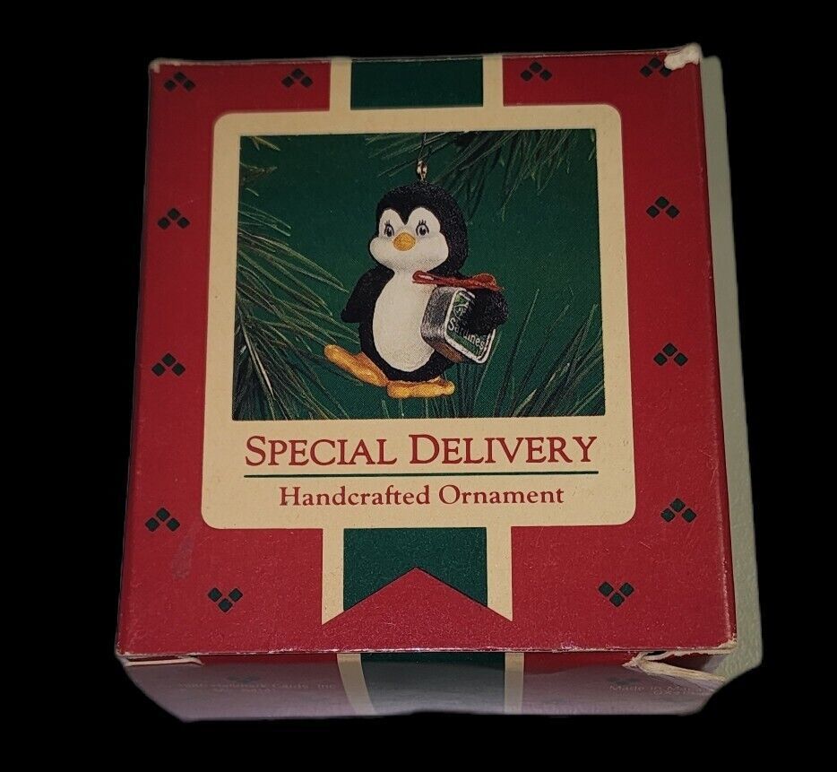 Primary image for Vintage 1986 Hallmark Special Delivery Penguin Keepsake Christmas Ornament