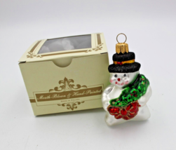 IMPULS Glass Christmas Ornament Snowman Poland Mouth Blown Hand Painted Boxed - £19.94 GBP