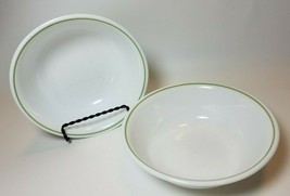 Corelle Whispering Tulips Set of 2 Coupe Cereal Soup Bowls 6.25&quot; Green Band - £7.74 GBP