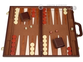 Open Box! 15&quot; Deluxe Backgammon Set - Brown Leatherette Case - £43.32 GBP