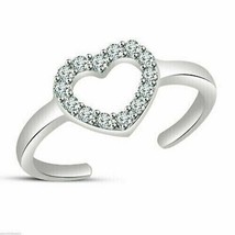 0.15Ct Round Simulated Diamond AdjustableHeart Toe Foot Ring 14K White Gold Over - £51.32 GBP