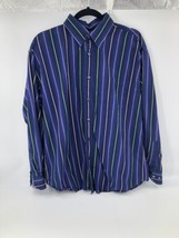 Bugatchi Uomo Men&#39;s Button-Down Dress Shirt, Size Large, Vintage, 1990s Blue - £29.18 GBP