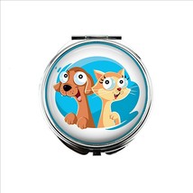 1 Cat Dog Portable Makeup Compact Double Magnifying Mirror! - £10.85 GBP