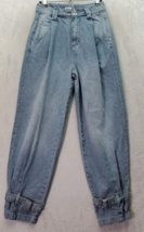 Zara Baggy Jeans Womens Size 2 Gray Blue Denim High Rise Ankle Buckle Two Btton - £15.94 GBP
