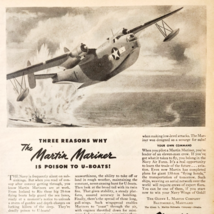 1944 Martin Mariner Aircraft U-Boat Bomber Advertisement WW2 Era Aviatio... - €30,02 EUR