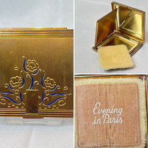 Bourjois Evening in Paris Compact Floral Etched Mirrored Powder Box New York - £23.69 GBP