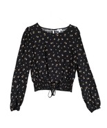 Love Fire Women&#39;s XL Black Floral Whimsigoth Puff Sleeve Crop Top Corset... - $33.95 CAD