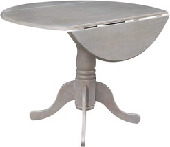 Washed Gray Taupe 42&quot; Round Dual Drop Leaf Pedestal Table By International - £224.57 GBP