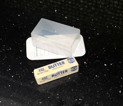 Standard Butter Dish White Base Smoked Clear Top Best For West Coast Bars White - £4.66 GBP