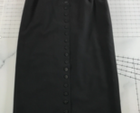Vintage Lotz Skirt Womens 12 Black Straight Calf Length Full Button Front - £23.22 GBP