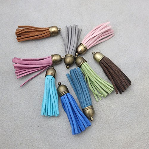 Bluemoona 20 PCS - 55MM 2 3/16" Grind arenaceous leather tassel pendants Faux Su