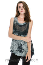 Sleeveless Teal Tank with Print and Stones by Vocal  Apparel S, M, L, XL... - £31.62 GBP