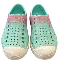 Native Kids Jefferson Glitter Slip-On Shoes C10 Aqua &amp; Pink EVA Lightweight - $17.28