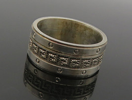 925 Sterling Silver - Vintage Shiny Greek Key Pattern Band Ring Sz 6 - RG17918 - £28.48 GBP