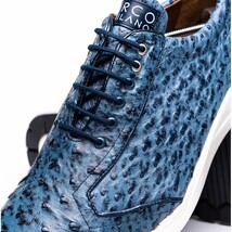 Marco Di Milano Genuine Ostrich Skin Luxury Sneaker Shoes Varenna Blue Jeans image 11