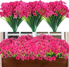 24 Bundles Silk Artificial Flowers Outdoor Uv Resistant False Flowers, R... - $30.99