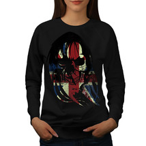 Wellcoda Skull Death Print Flag Womens Sweatshirt, Horror Casual Pullover Jumper - £23.18 GBP+