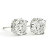 Authenticity Guarantee 
GIA Round Diamond Stud Earrings 14K White Gold 4-Pron... - £11,586.66 GBP