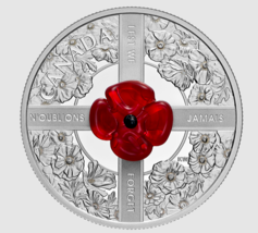 1 Oz Silver Coin 2019 $20 Canada Murano Glass Poppy Flower Lest We Forget - £154.85 GBP