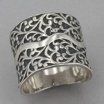 Retired Silpada Oxidized Sterling Wide Band Carved Vine Ring R1741 Size ... - $39.99
