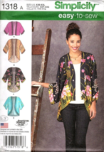 Simplicity 1318 Misses XXS to XXL Kimono Jacket UNCUT Sewing Pattern - £10.98 GBP