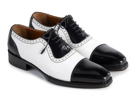 Paul Parkman Mens Shoes Oxfords Black White Welted Goodyear Handmade 948... - £456.90 GBP