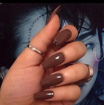 Chocolate brown Long Coffin False Nails choose your shape - $7.92