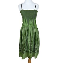 Max Studio Dress Womens One SIze Green A-Line Smocked Sleeveless Knee Length Y2K - £31.37 GBP