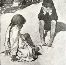Jessie Willcox Smith 1901 Victorian Brother Sister On Beach In Sand Art DWCC7 - £19.76 GBP