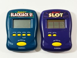 Lot of 2 Vintage Radica Pocket Blackjack 21 &amp; Pocket Slot Card Game Handheld - £11.66 GBP