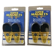 Super Magnets 4 pack Powerful Magnetic Yellow Spring Clips LG 3.5 inch Neodymium - £12.78 GBP