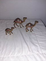 Vintage Brass Camels Miniature Figurines, Lot Of 3 Hand Painted Nativity... - $346.19 MXN