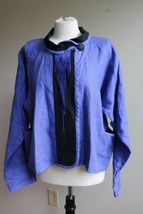 Roxy Wells S Purple Black Linen Blazer Jacket - £31.38 GBP