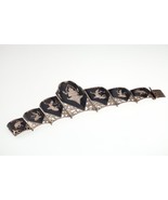 Vintage Thai Silver Siam Niello Enamel gradual tapered Panel Bracelet 7&quot; - $580.00 CAD