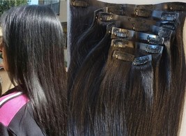 16″ Seamless Clip in 100% Human Hair Extensions,140 grams, 8Pcs,20 clips... - $138.59