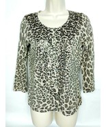 Chicos Women&#39;s Cardigan Sweater Size 0 Leopard Print Sequined Sparkly - €18,05 EUR