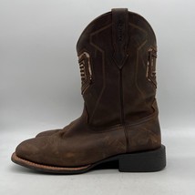 RANK 45 BRMFA22P2 Mens Brown Leather Square Toe Pull On Western Boots Size 13 D - £46.73 GBP