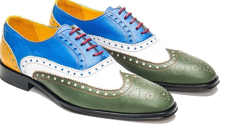 Handmade Wing Tip Brogue Leather Shoes, Men's Lace Up Multi Color Stylish Shoes
