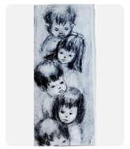 Charcoal Sketches Allegra Wasserman 1967 Artist Greeting Card Set of 5 - $29.70