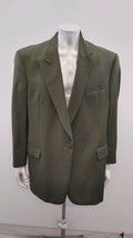 Cambridge Green Single Breast 1 Button Up 100% Wool Suit Jacket Size 45 40 - $9.90