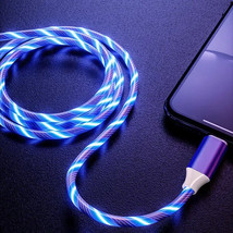 1.2m 3 In 1 LED Flowing Light Fast Charging USB Cable For IPhone Android Type-C - £7.40 GBP