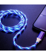 1.2m 3 In 1 LED Flowing Light Fast Charging USB Cable For IPhone Android... - £7.26 GBP