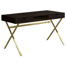 24" Dark Brown and Gold Computer Desk With Two Drawers - $8,256.50 MXN