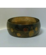 Vintage Large Brass Inlay Wide Bangle Bracelet - $48.07 CAD