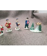 FOUR Ceramic Christmas Village Accessories, Different Holiday Figures - £6.75 GBP