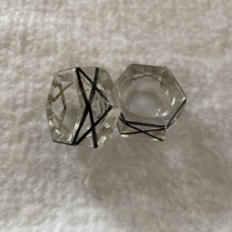 Vintage Salt Cellars Dip Glass Overlay Hexagon Set of Two Open Salts - £14.07 GBP